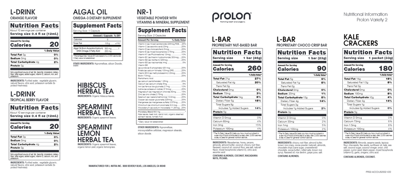 Gen3 Prolon Kit Supplement facts
