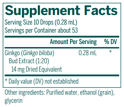 Ginkgo Bud supplement facts Genestra