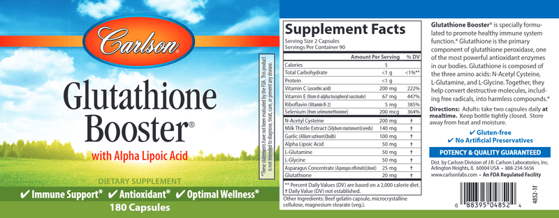 Glutathione Booster (Carlson Labs) label