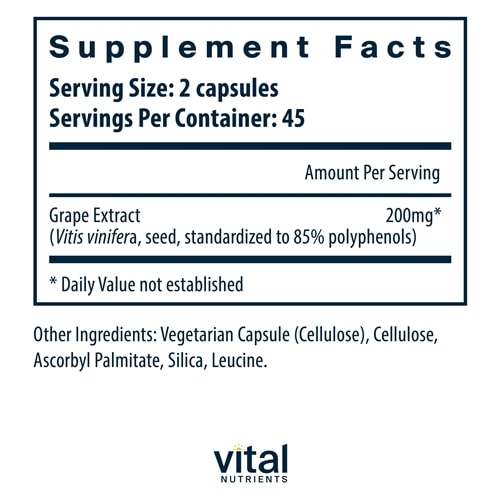 Grape Seed Extract 100 mg Vital Nutrients supplements