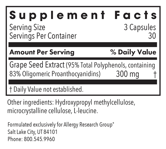 grape pips allergy research group supplement facts