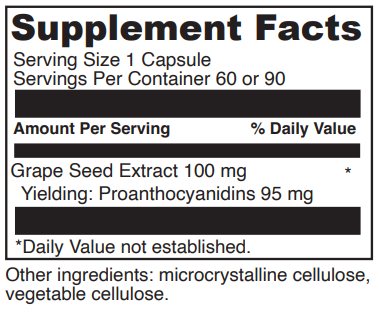 grape seed 100 davinci labs supplement facts