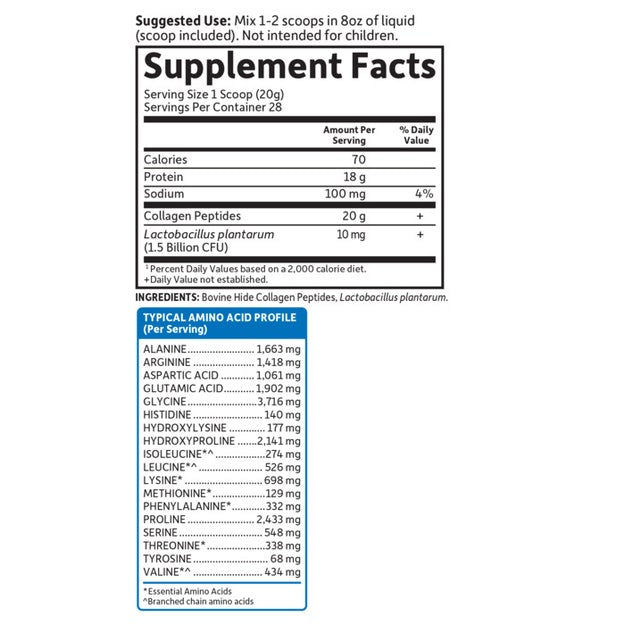 grass fed collagen peptides garden of life supplement facts