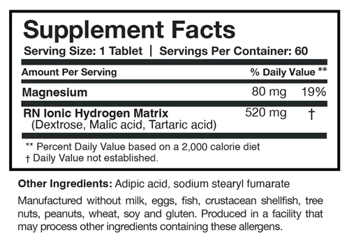 H2 Absorb Researched Nutritionals supplement facts