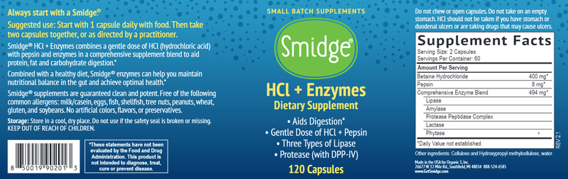 HCl + Enzymes Smidge label