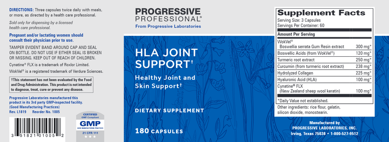 HLA Joint Support (Progressive Labs) Label