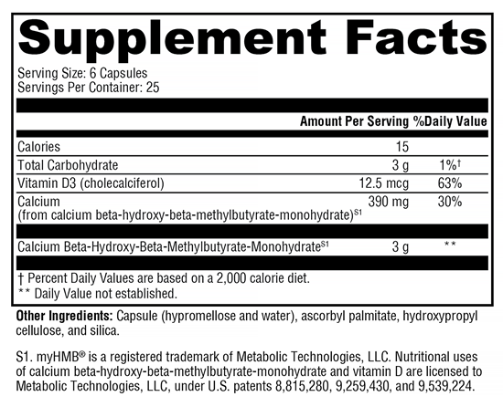 HMB PRO (Xymogen) Supplement Facts