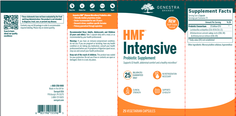 HMF Intensive (shelf-stable) (Genestra) label