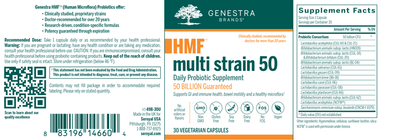 HMF Multi Strain 50 label Genestra