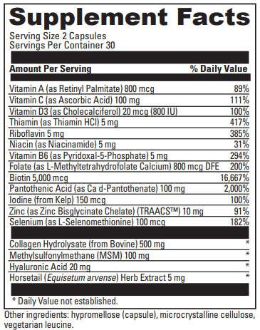 hair skin & nails davinci labs supplement facts