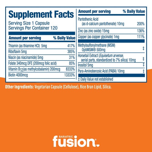 Hair, Skin & Nails Rejuvenator Bariatric Fusion supplement facts