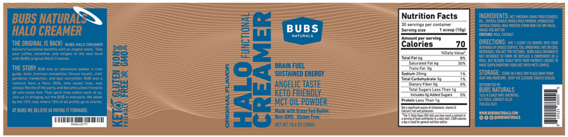 halo creamer bubs naturals label