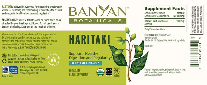 Haritaki (Banyan Botanicals) label