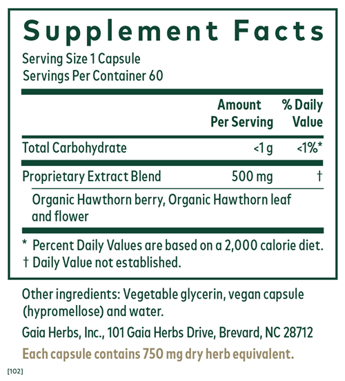 Hawthorn (Gaia Herbs Professional Solutions) supplement facts