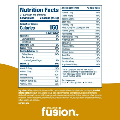 High Protein Meal Replacement - Chicken Soup Bariatric Fusion supplement facts