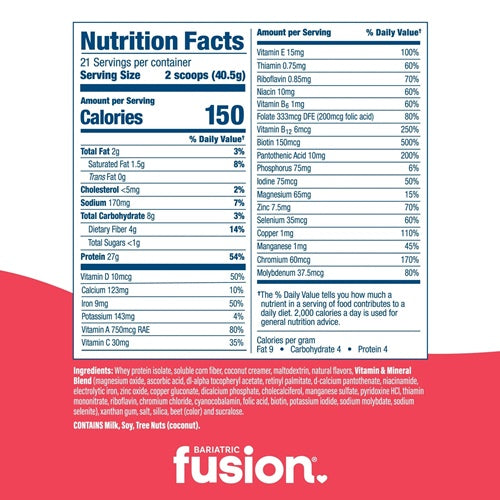 High Protein Meal Replacement - Strawberry Banana Bariatric Fusion nutrition facts