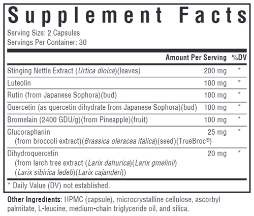 HistaminX Seeking Health supplement facts