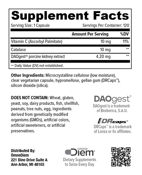 histamine digest diem supplement facts