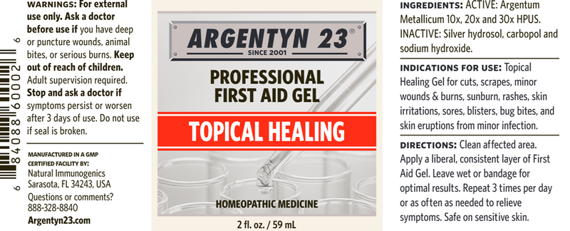 Homeopathic Silver First Aid Gel (Argentyn 23) label