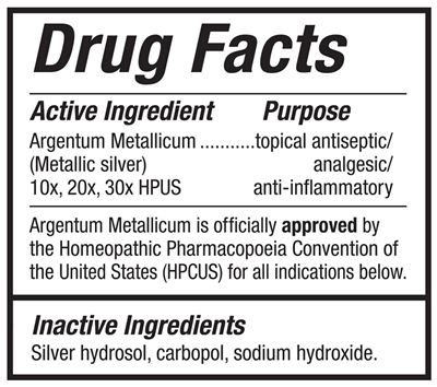 Homeopathic Silver First Aid Gel (Argentyn 23) supplement facts