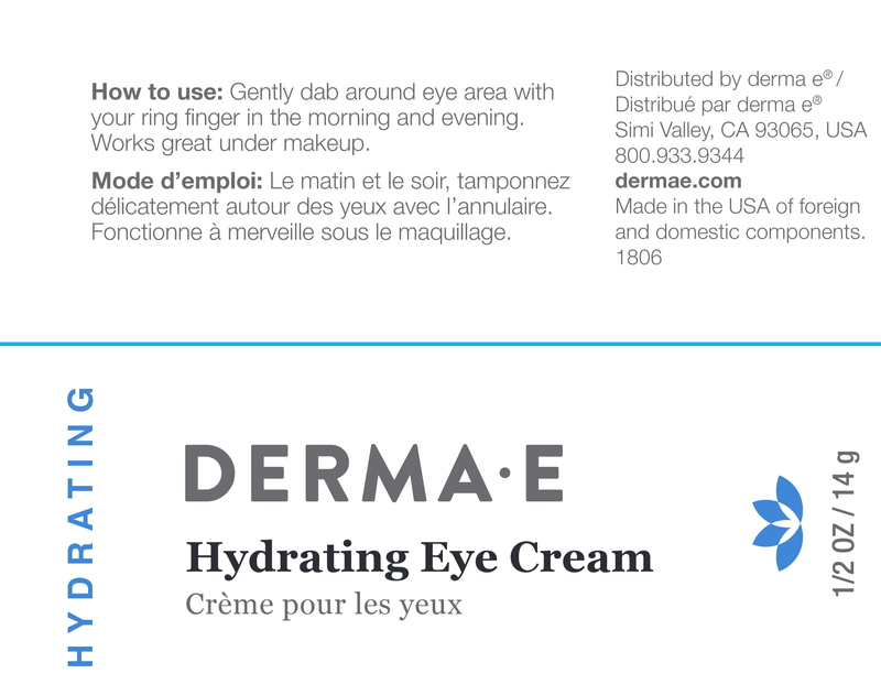 Hydrating Eye Creme (DermaE) label