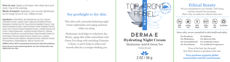 Hydrating Night Creme (DermaE) label