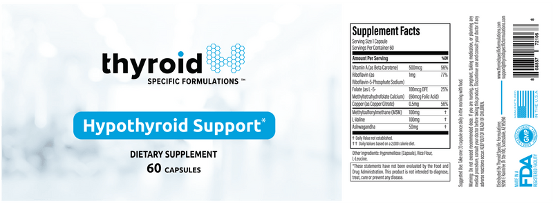 Hypothyroid Support (Thyroid Specific Formulations) label