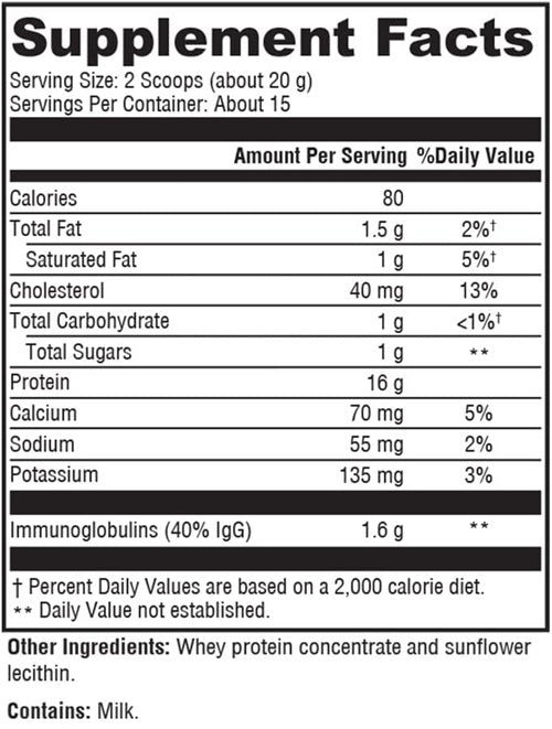 IgG Pure (Xymogen) Supplement Facts