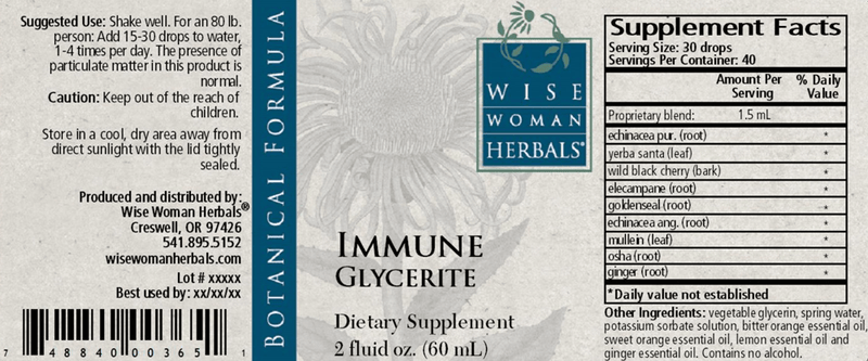 immune glycerite wise woman herbals label