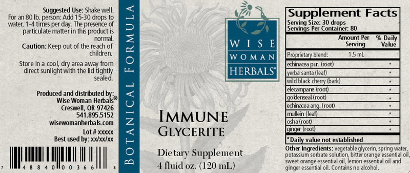 immune glycerite wise woman herbals label