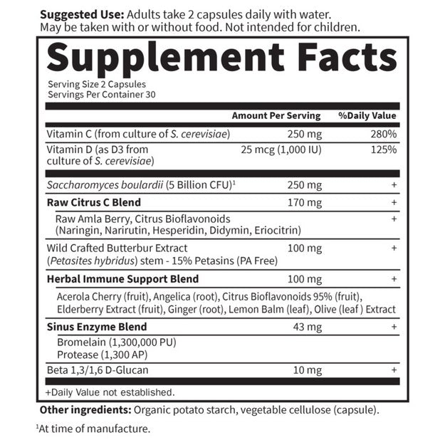 immune balance sinus garden of life supplement facts