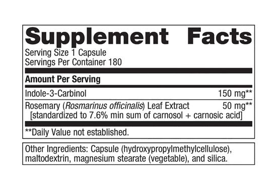 Indole-3-Carbinol 180 Caps (Metagenics) Supplement Facts