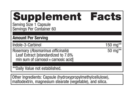 Indole-3-Carbinol 60 Caps (Metagenics) Supplement Facts