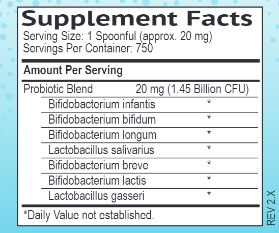 Infant Probiotic Powder Smidge supplement facts