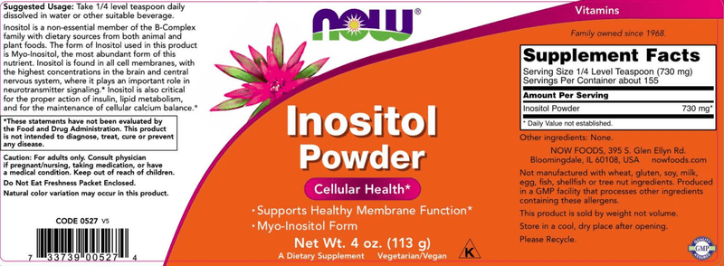 Inositol Powder 4 oz. (NOW) Label