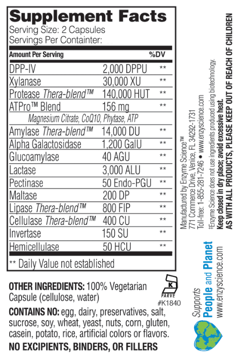 Intolerance Complex - Enzyme Science supplement facts