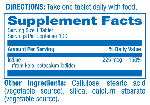 Iodine from Kelp Anabolic Laboratories supplement facts