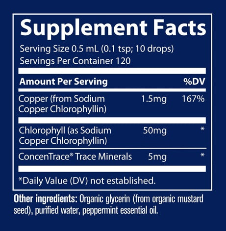 ionic chlorophyll (trace minerals research) supplement facts