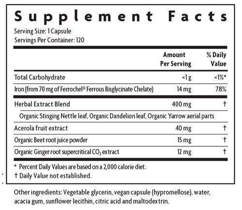 iron & herbs phyto caps salus supplement facts