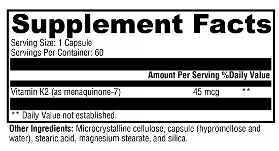 K2-45 (Xymogen) Supplement Facts