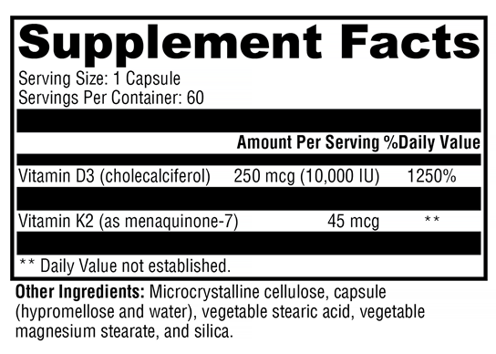 K2-D3 10,000 (Xymogen) Supplement Facts