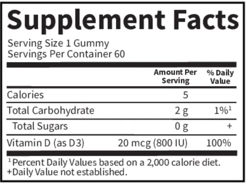 Kids Vitamin D3 Gummies (Garden of Life) Supplement Facts