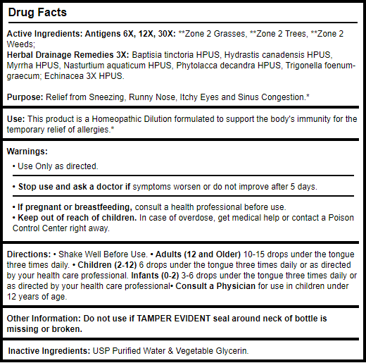 Allergena Zone 2 KIDS Progena Drug facts