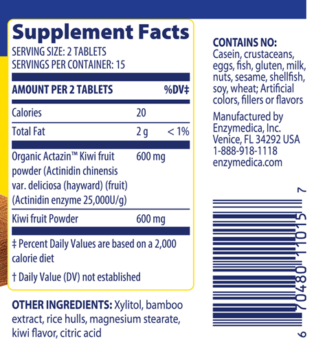 Kiwi Regularity Chews Enzymedica supplement facts