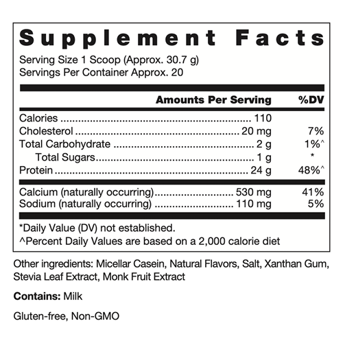 Klean Casein Protein Natural Vanilla Custard Klean Athlete supplement facts