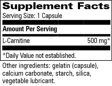 L-Carnitine 500 mg Progressive Labs supplement facts