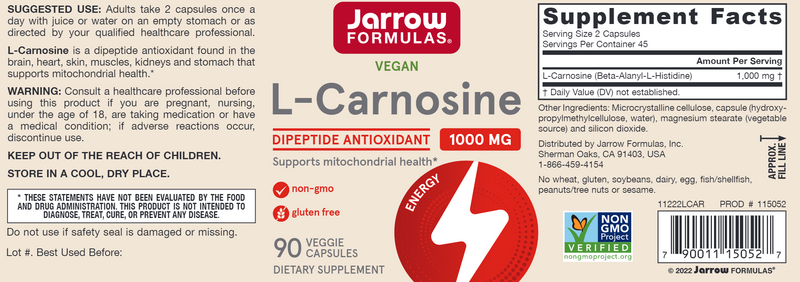 L-Carnosine Jarrow Formulas label