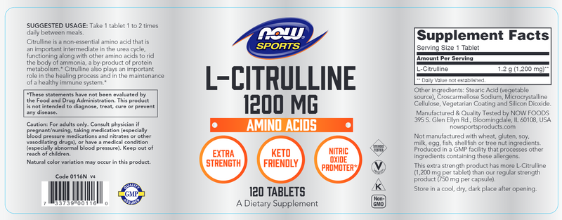 L-Citrulline ES (NOW) Label