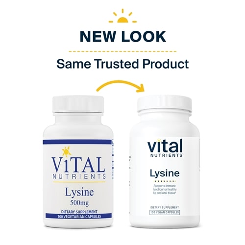 L-Lysine 500 mg Vital Nutrients new look