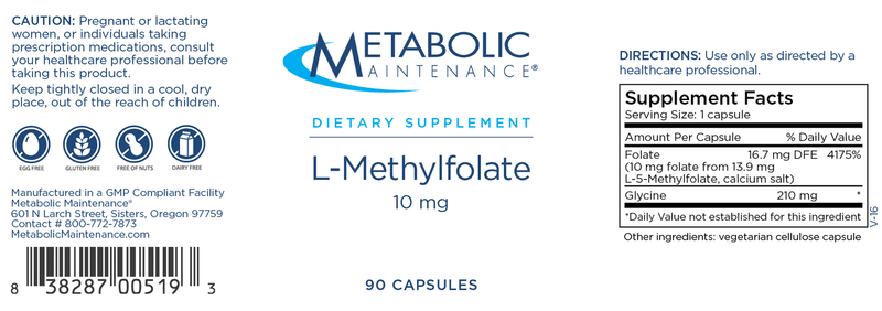 L-Methylfolate 10 mg (Metabolic Maintenance) label